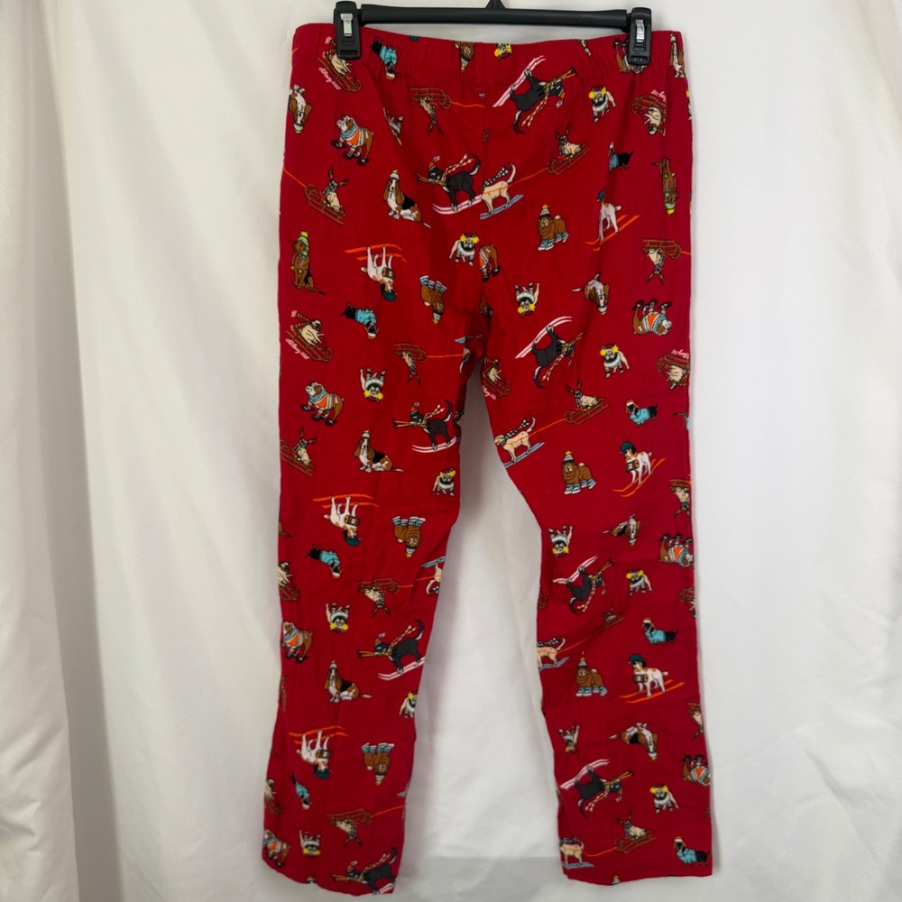 Old Navy Mens Red Cotton Flannel Skiing Dogs Pajama Lounge Pants Large‎ - Picture 5 of 6